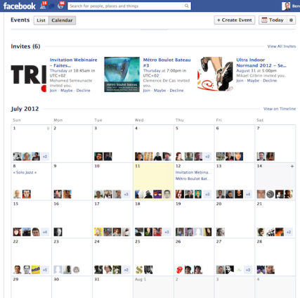 Facebook: un calendrier apparait dans l’application Événement